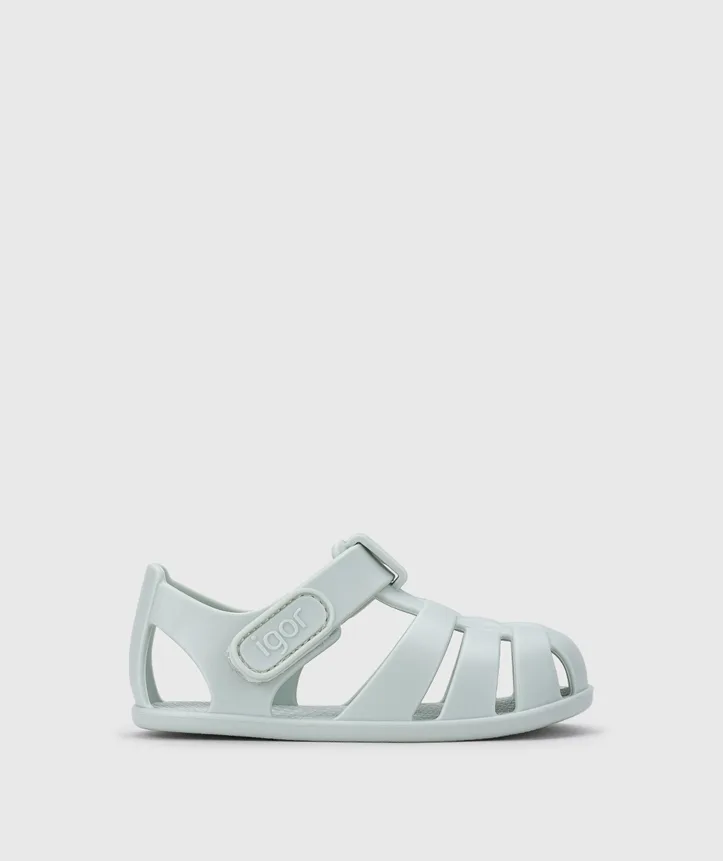 SANDÁLIA IGOR NEMO SOLID MENTA para menino e menina de borracha , com fecho em velcro, impermeáveis, conforto barefoot Vista de lado.