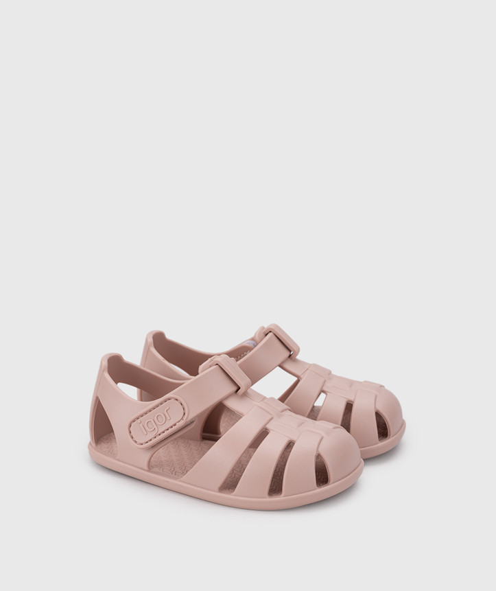 SANDÁLIA IGOR NEMO SOLID MAQUILLAJE para menina de borracha , com fecho em velcro, impermeáveis, conforto barefoot Vista de lado.