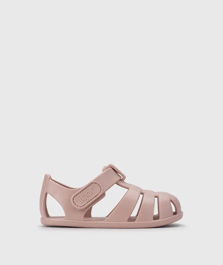SANDÁLIA IGOR NEMO SOLID MAQUILLAJE para menina de borracha , com fecho em velcro, impermeáveis, conforto barefoot Vista de lado.