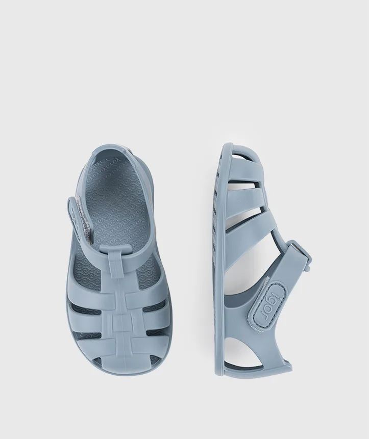 SANDÁLIA IGOR NEMO SOLID OCEANO para menino de borracha , com fecho em velcro, impermeáveis, conforto barefoot Vista de cima.