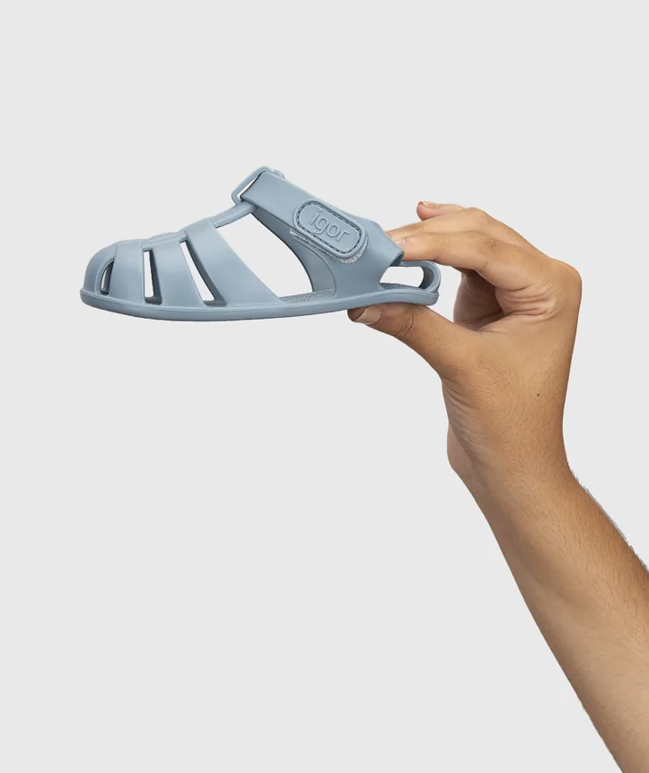 SANDÁLIA IGOR NEMO SOLID OCEANO para menino de borracha , com fecho em velcro, impermeáveis, conforto barefoot Vista de flexibilidade.