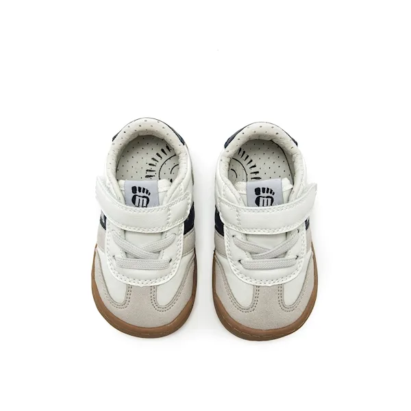 SAPATILHAS MUSTANG AZUL MARINHO. para menino e menina, com fecho em velcro, ponteira ampla, drop zero, sola 3ml. Vista de cima.