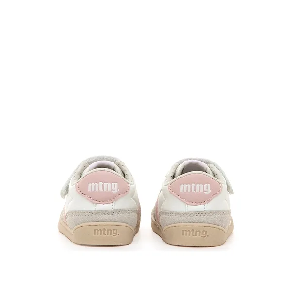 SAPATILHAS MUSTANG ROSA para menina, com fecho em velcro, ponteira ampla, drop zero, sola 3ml. Vista de trás.