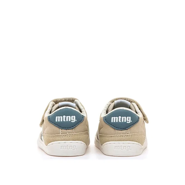 SAPATILHAS MUSTANG CAMEL infantil, com fecho em velcro, ponteira ampla, drop zero, sola 3ml. Vista de trás.