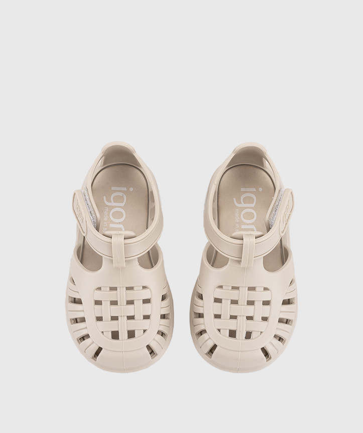 SANDÁLIA IGOR TOBBY SOLID ARENA V26 de borracha para criança, com fecho em velcro, impermeáveis. Vista de cima