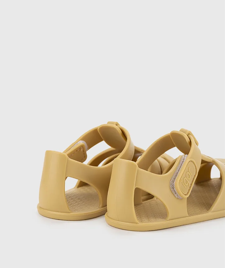 SANDÁLIA IGOR NEMO SOLID DIJON V26 de borracha para menino e menina, com fecho em velcro, impermeáveis. Vista de trás